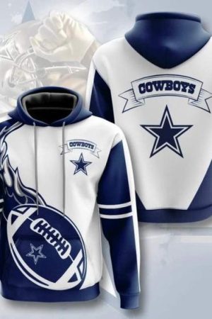 Dallas Cowboys White V2 NFL Football Team Hoodie Genxprint