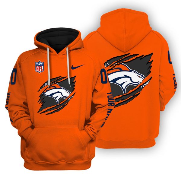 Denver Broncos Scratch Logo NFL 3D Hoodie Style Genxprint