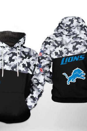 Detroit Lions NFL Camo Veteran Team Hoodie Zip Hoodie Genxprint
