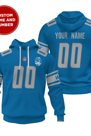 Detroit Lions Personalized Name And Number NFL 3D Hoodie Style Genxprint