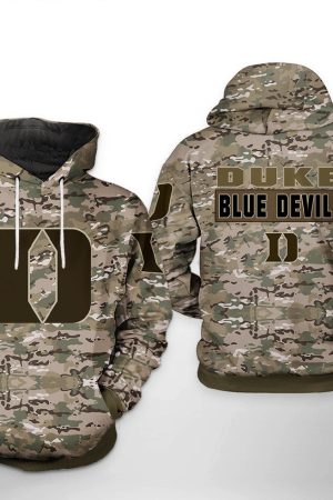 Duke Blue Devils NCAA Camo Veteran Hoodie Genxprint