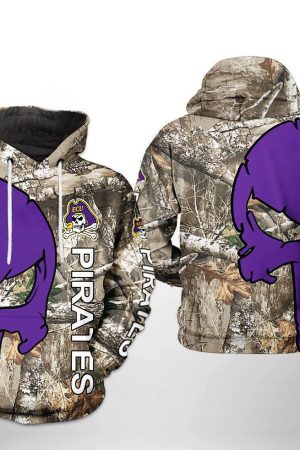 East Carolina Pirates NCAA Camo Veteran Hunting Hoodie Genxprint