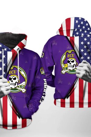 East Carolina Pirates NCAA US FLag Hoodie Genxprint