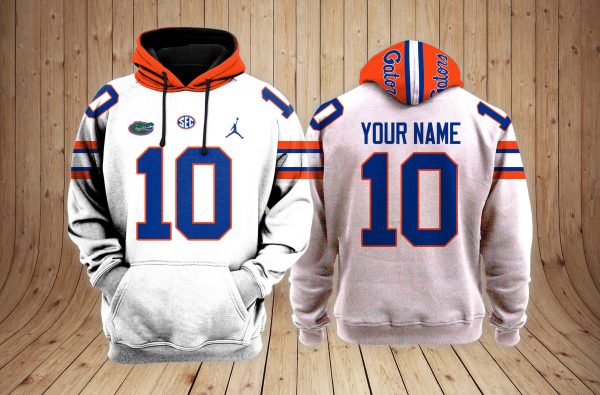 Florida Gators Football NCAA Custom 3D Hoodie WhitePT Genxprint