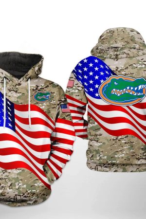 Florida Gators NCAA US Flag Camo Veteran Hoodie Genxprint