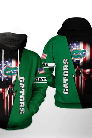 Florida Gators NCAA US Flag Skull Hoodie Genxprint