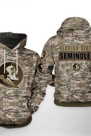 Florida State Seminoles NCAA Camo Veteran Hoodie Genxprint