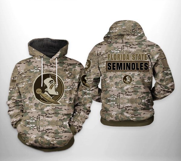Florida State Seminoles NCAA Camo Veteran Hoodie Genxprint