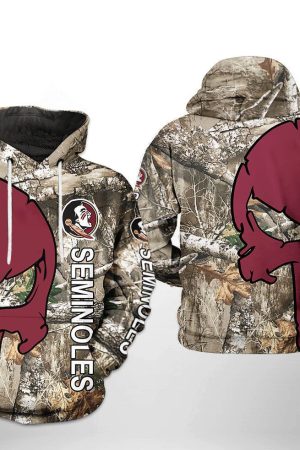 Florida State Seminoles NCAA Camo Veteran Hunting Hoodie Genxprint