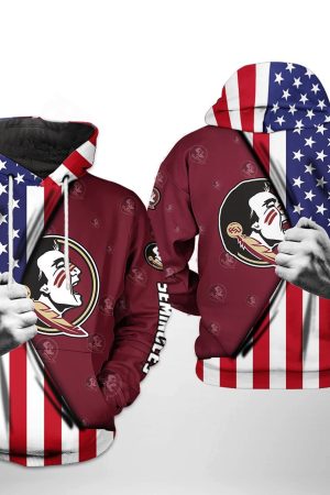 Florida State Seminoles NCAA US FLag Hoodie Genxprint