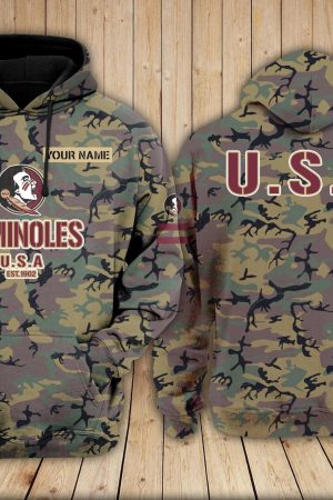 Florida State Seminoles football NCAA Camouflage 3D Hoodie PT Genxprint