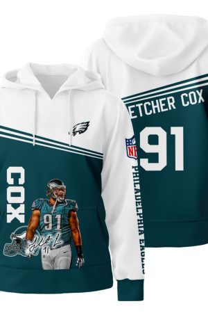 Football Fletcher Cox 91 Philadelphia Eagles 3D All Over Print Hoodie Zip-Up Hoodie Genxprint
