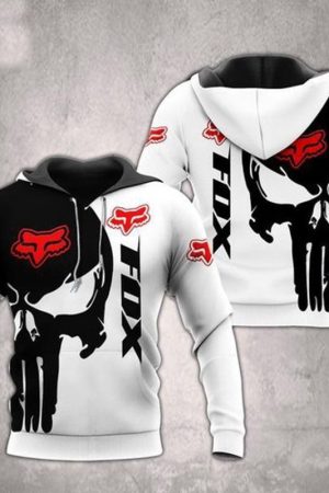 Fox Punisher Skull White Black Men And Women 3d Hoodie Genxprint