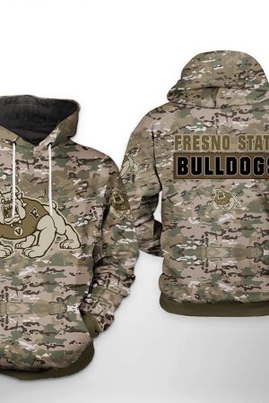 Fresno State Bulldogs NCAA Camo Veteran Hoodie Genxprint