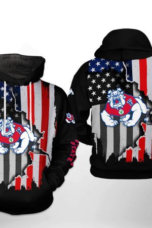 Fresno State Bulldogs NCAA US Flag Hoodie Genxprint