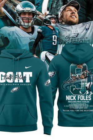 GOAT Nick Foles 9 Philadelphia Eagles Midnight Green Hoodie Genxprint