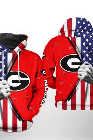 Georgia Bulldogs NCAA US FLag Hoodie Genxprint