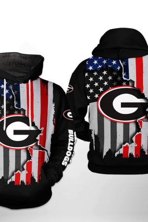 Georgia Bulldogs NCAA US Flag Hoodie Genxprint