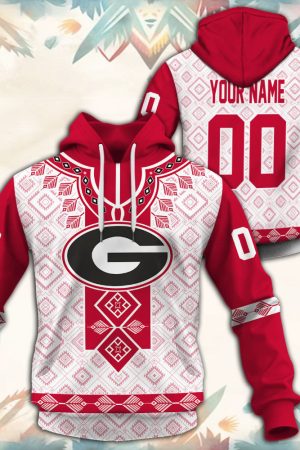 Georgia Bulldogs Native Tribal Custom Name And Number 3D printed Sweatshirt Hoodie Zipped Hoodie Genxprint