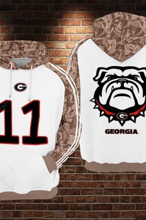 Georgia Bulldogs Ncaa Football Many Logo Hoodie Genxprint