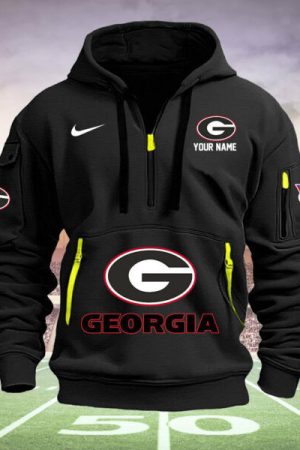 Georgia Bulldogs Quarter Zip Hoodie Style Genxprint