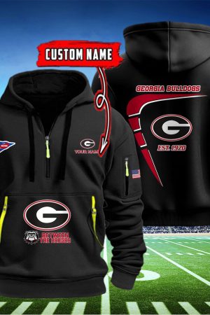 Georgia Bulldogs Quarter Zip Hoodie Style Genxprint