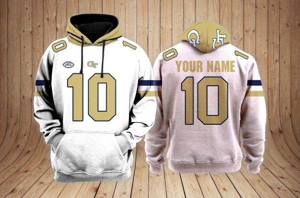 Georgia Tech Yellow Jackets football NCAA Custom 3D Hoodie PT Genxprint