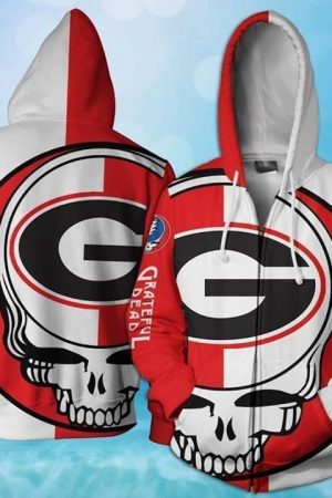 Grateful Dead Georgia Bulldogs Bolt Skull Hoodie Zip Hoodie Genxprint