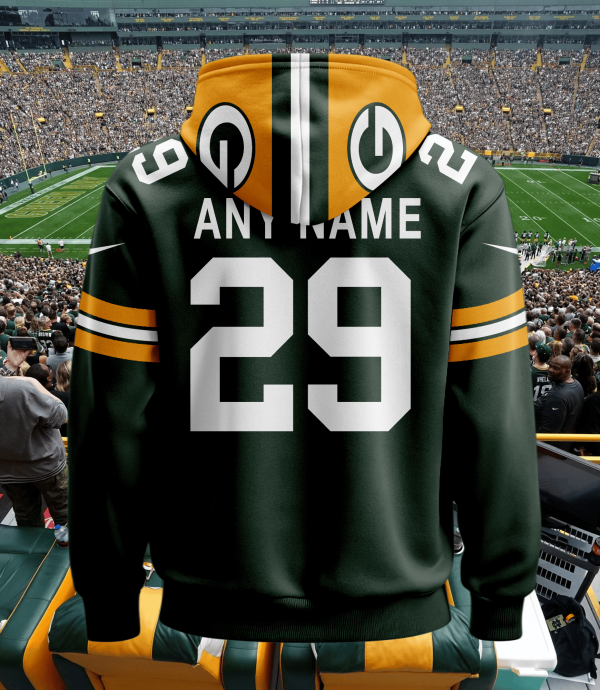 Green Bay Packers Custom Name And Number 3D Hoodie Style Genxprint - Image 3