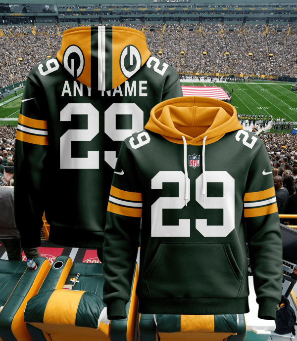 Green Bay Packers Custom Name And Number 3D Hoodie Style Genxprint
