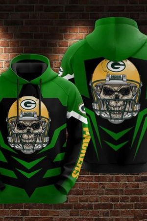 Green Bay Packers Skull Head Player NFL Football Team Hoodie Genxprint