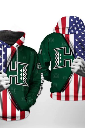 Hawaii Rainbow Warriors NCAA US FLag Hoodie Genxprint