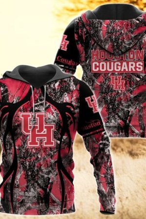 Houston Cougars Camo Hunting 3D printed Sweatshirt Hoodie Zipped Hoodie Genxprint