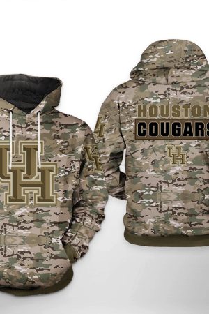 Houston Cougars NCAA Camo Veteran Hoodie Genxprint