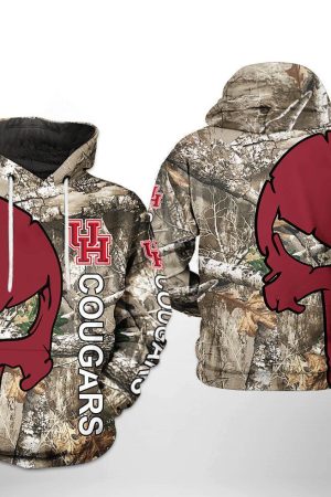 Houston Cougars NCAA Camo Veteran Hunting Hoodie Genxprint