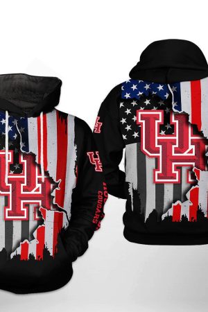 Houston Cougars NCAA US Flag Hoodie Genxprint