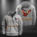 Houston Texans Golden Logo NFL Quarter Zip Hoodie Genxprint