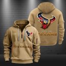 Houston Texans Golden Logo NFL Quarter Zip Hoodie Genxprint