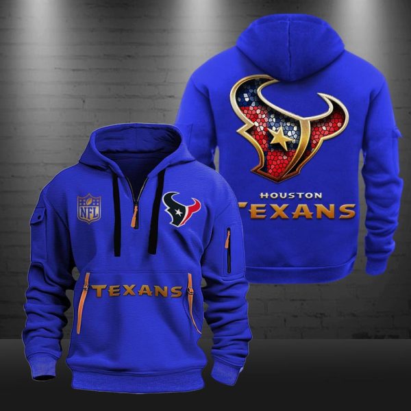 Houston Texans Golden Logo NFL Quarter Zip Hoodie Genxprint - Image 5