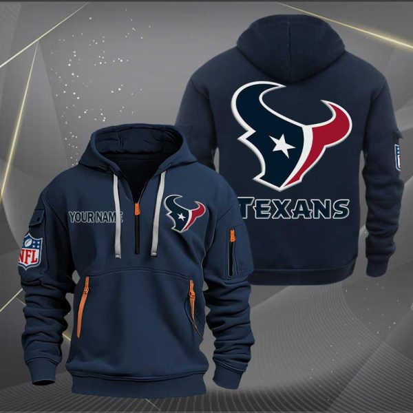 Houston Texans Logo NFL Quarter Zip Hoodie Style Genxprint - Image 2