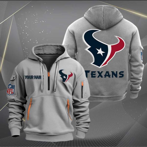 Houston Texans Logo NFL Quarter Zip Hoodie Style Genxprint - Image 3