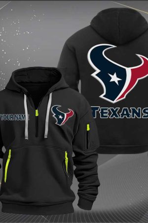 Houston Texans Logo NFL Quarter Zip Hoodie Style Genxprint