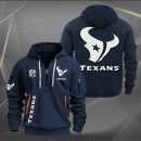 Houston Texans White Logo NFL Quarter Zip Hoodie Genxprint