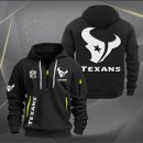Houston Texans White Logo NFL Quarter Zip Hoodie Genxprint