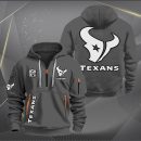 Houston Texans White Logo NFL Quarter Zip Hoodie Genxprint