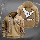 Houston Texans White Logo NFL Quarter Zip Hoodie Genxprint