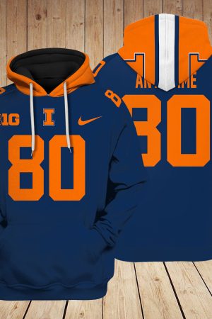 Illinois Fighting Illini football NCAA Custom 3D Hoodie PT Genxprint