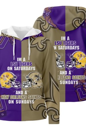 I’m a LSU Tigers on Saturdays and New Orleans Saints 3D All Over Print Hoodie Zip-Up Hoodie Genxprint