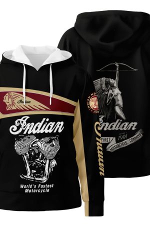 Indian Motorcycle World’s Fastest Motocycle 3D All Over Print Hoodie Zip-Up Hoodie Genxprint