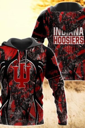 Indiana Hoosiers Camo Hunting 3D printed Sweatshirt Hoodie Zipped Hoodie Genxprint